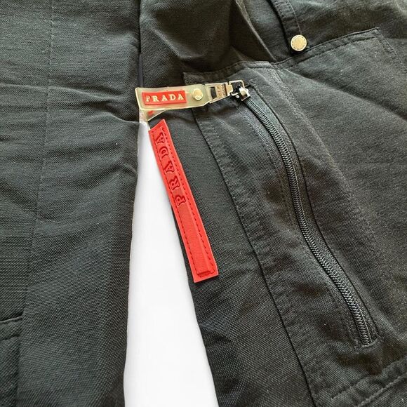 Vintage PRADA Black Full Zip Windbreaker Jacket Belt Loops & Zippered Pockets - Picture 3 of 8